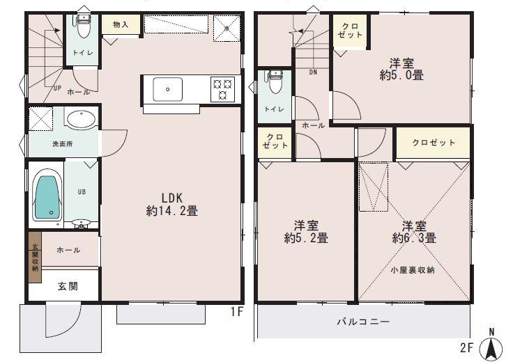 Floor plan. 34,800,000 yen, 3LDK, Land area 91.04 sq m , Building area 72.82 sq m
