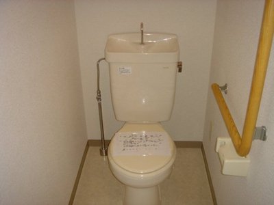 Toilet. Toilet with handrail