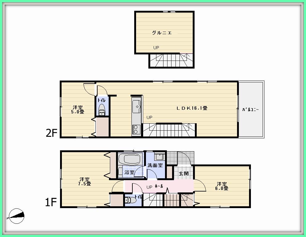 Floor plan. (A Building), Price 42,800,000 yen, 2LDK+S, Land area 86.52 sq m , Building area 88.74 sq m