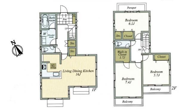 Floor plan. 46,800,000 yen, 3LDK, Land area 113.6 sq m , Building area 90.68 sq m spacious LDK attractive
