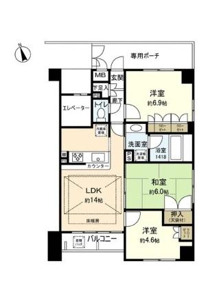 Floor plan. 3LDK, Price 38,800,000 yen, Occupied area 68.76 sq m , Balcony area 4.07 sq m