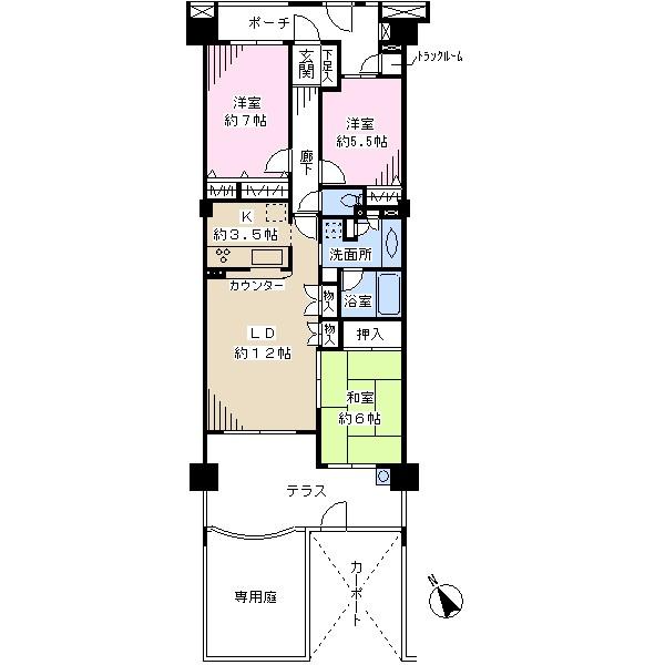 Floor plan. 3LDK, Price 34,700,000 yen, Occupied area 76.42 sq m floor plan