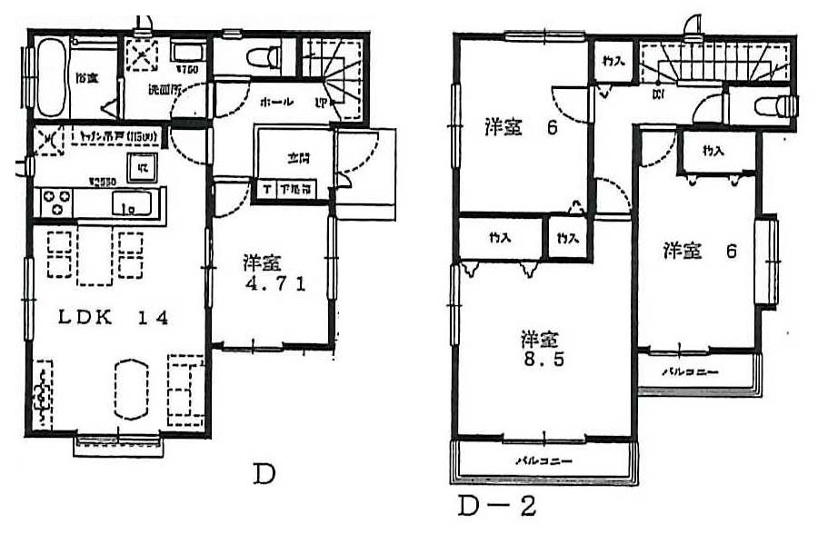 Floor plan. (D Building), Price 40,900,000 yen, 4LDK, Land area 100 sq m , Building area 93.98 sq m