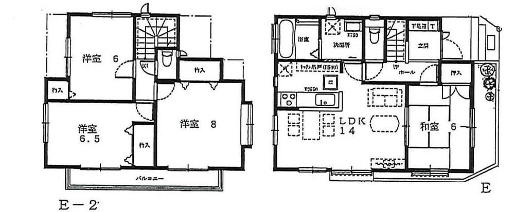 Floor plan. (E Building), Price 41,300,000 yen, 4LDK, Land area 100 sq m , Building area 93.56 sq m