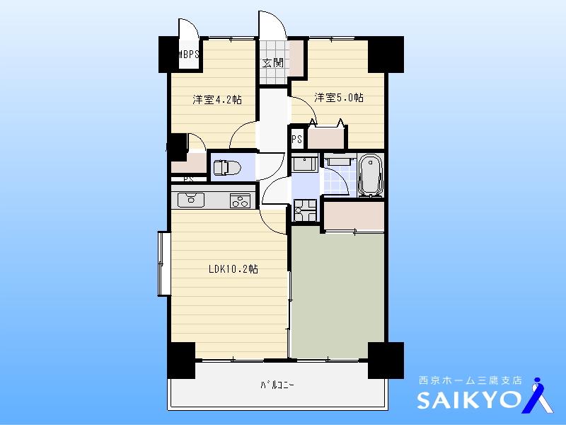 Floor plan. 3LDK, Price 24,800,000 yen, Occupied area 56.67 sq m , Balcony area 8.11 sq m floor plan