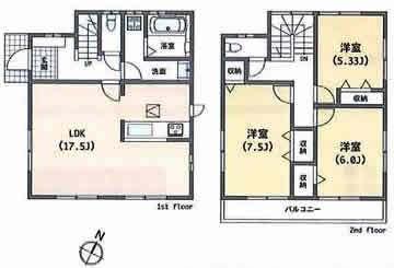 Floor plan. (12 Building), Price 35,800,000 yen, 3LDK, Land area 110 sq m , Building area 87.48 sq m