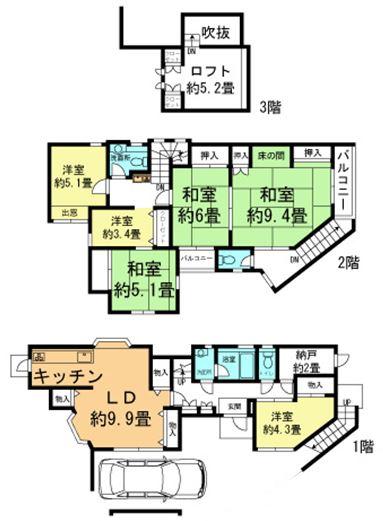 Floor plan. 31.5 million yen, 6LDK + S (storeroom), Land area 72.72 sq m , Building area 134.64 sq m