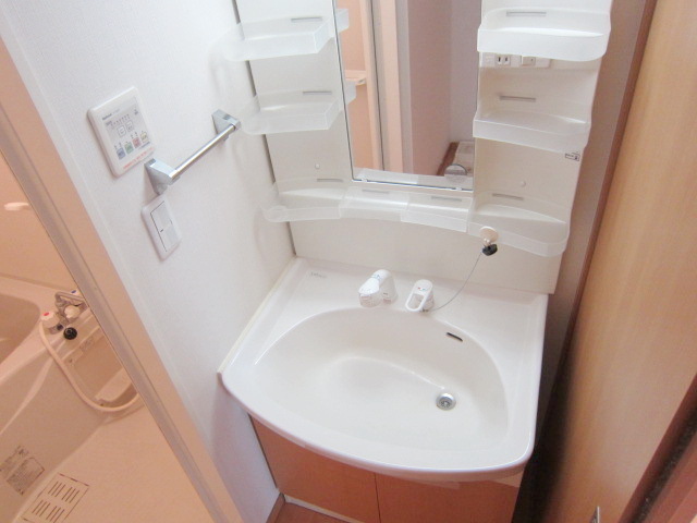 Washroom. It is an independent washbasin shampoo dresser