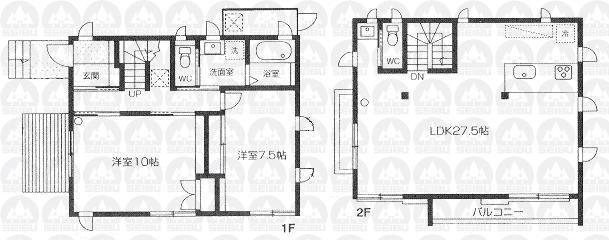 Floor plan. (7 Building), Price 57,500,000 yen, 2LDK, Land area 135.86 sq m , Building area 104.34 sq m