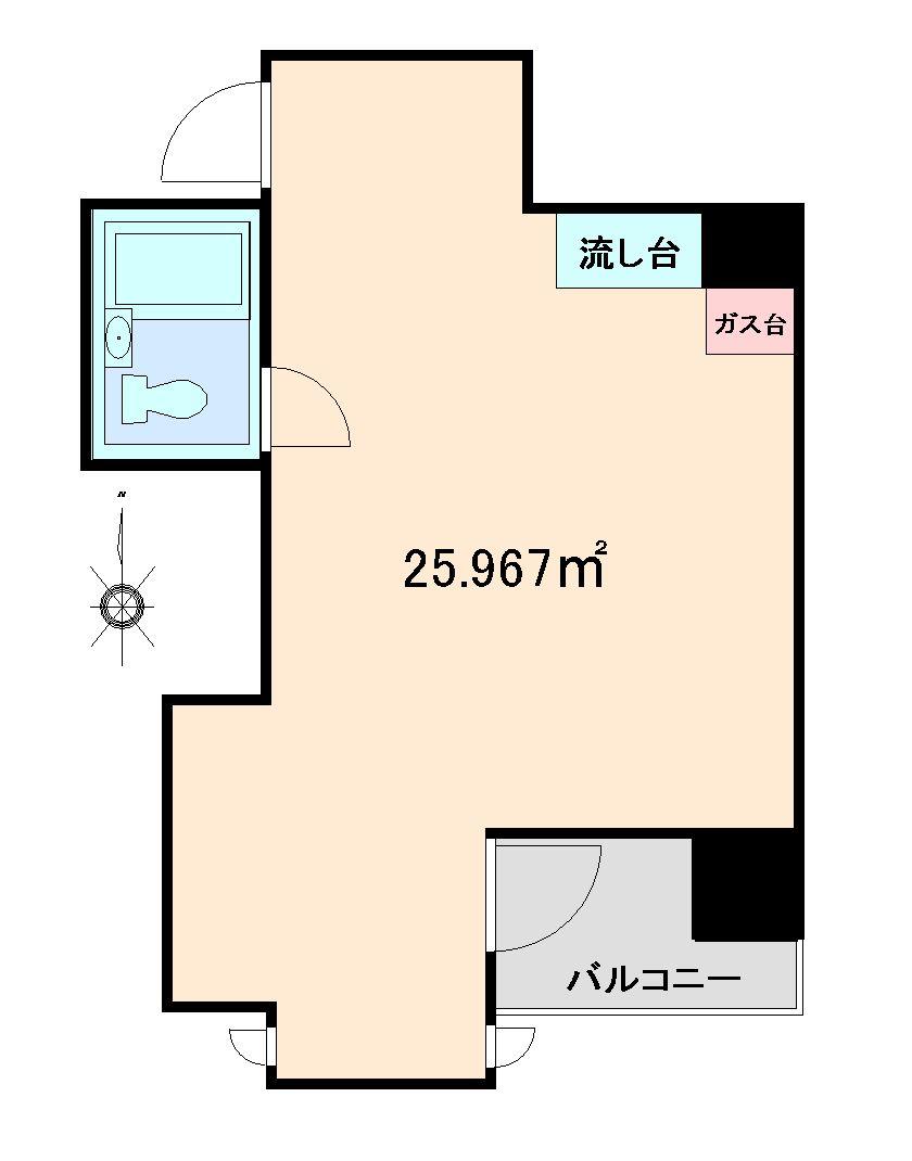 Floor plan. Price 8.5 million yen, Occupied area 25.96 sq m , Balcony area 2.79 sq m