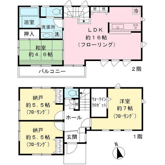 Floor plan. 59,800,000 yen, 4LDK, Land area 82.65 sq m , Building area 92.08 sq m