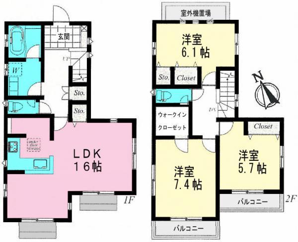 Floor plan. 46,800,000 yen, 3LDK, Land area 113.6 sq m , Building area 90.68 sq m