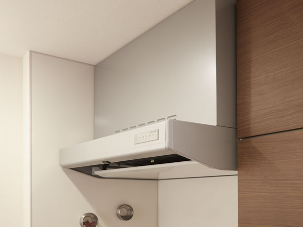 Kitchen.  [Range food] It is a range hood that are both design and functionality. Powerful ventilation, Drain immediately the smell and smoke in cooking.