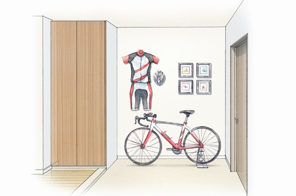  [Universal entrance use example Illustration 1] Because the front door is a face of the house, It is fun also collect your favorite things of their own and family. Also in the space to lay out the important bicycle and bulky tend goods