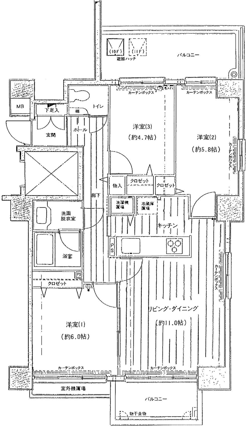 Floor plan. 3LDK, Price 29,300,000 yen, Occupied area 69.78 sq m , Balcony area 14.17 sq m