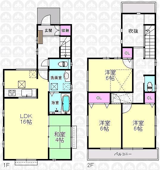 Floor plan. (Building 2), Price 40,800,000 yen, 4LDK, Land area 100.1 sq m , Building area 94.9 sq m