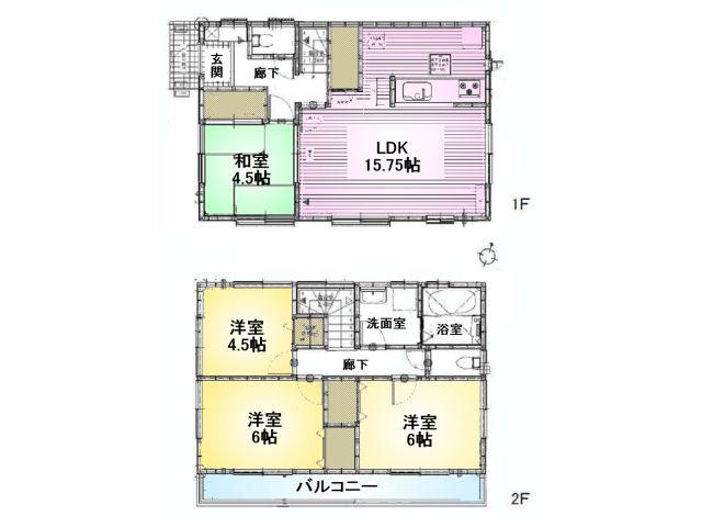 Floor plan. 44,800,000 yen, 4LDK, Land area 114.69 sq m , Building area 89.42 sq m