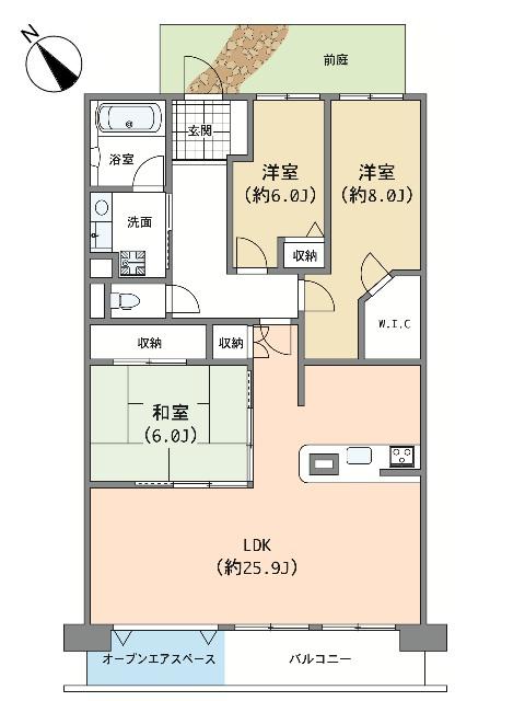 Floor plan. 3LDK, Price 29,800,000 yen, Footprint 100 sq m , Balcony area 8.98 sq m Grand City Radiant Tokyo West floor plan