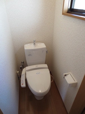 Toilet. It is with a wash warm water toilet seat