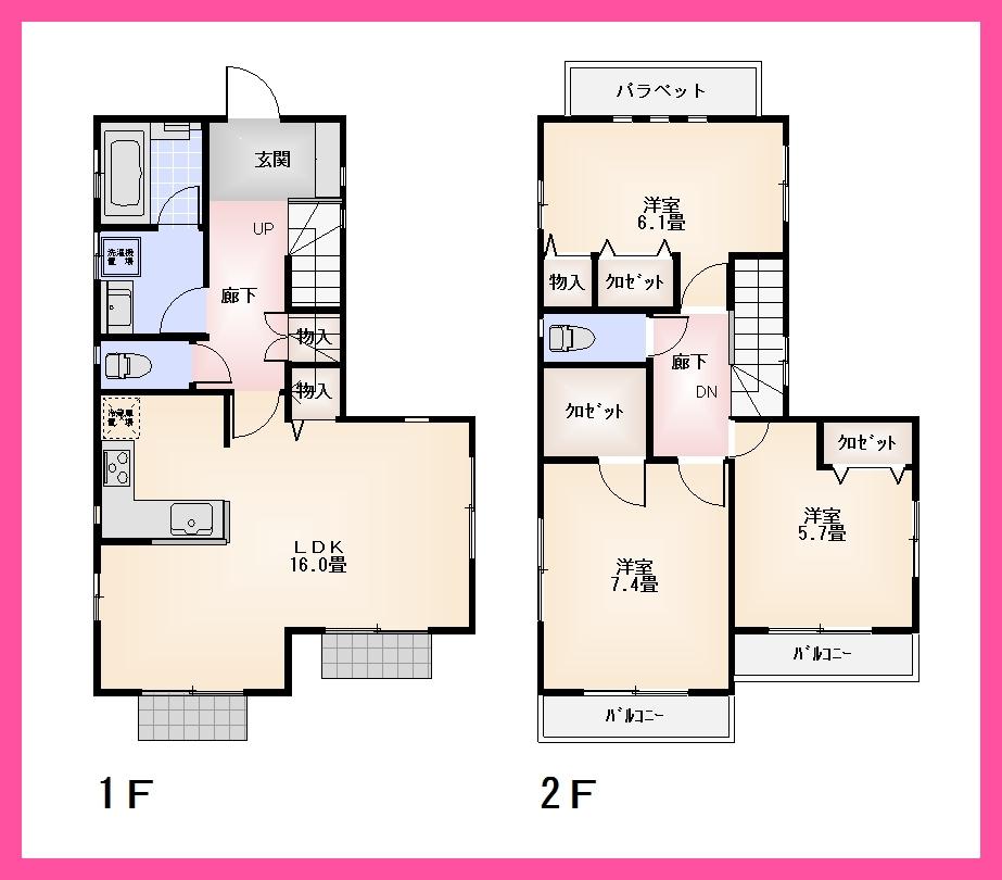 Floor plan. 46,800,000 yen, 3LDK, Land area 113.6 sq m , Building area 90.68 sq m floor plan