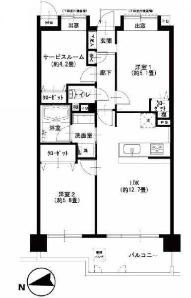 Floor plan. 2LDK+S, Price 30,900,000 yen, Occupied area 61.74 sq m , Balcony area 9.8 sq m indoor full renovation completed!