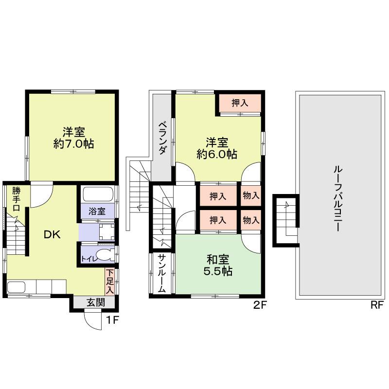 Floor plan. 17.8 million yen, 3DK, Land area 72.88 sq m , Building area 68.22 sq m