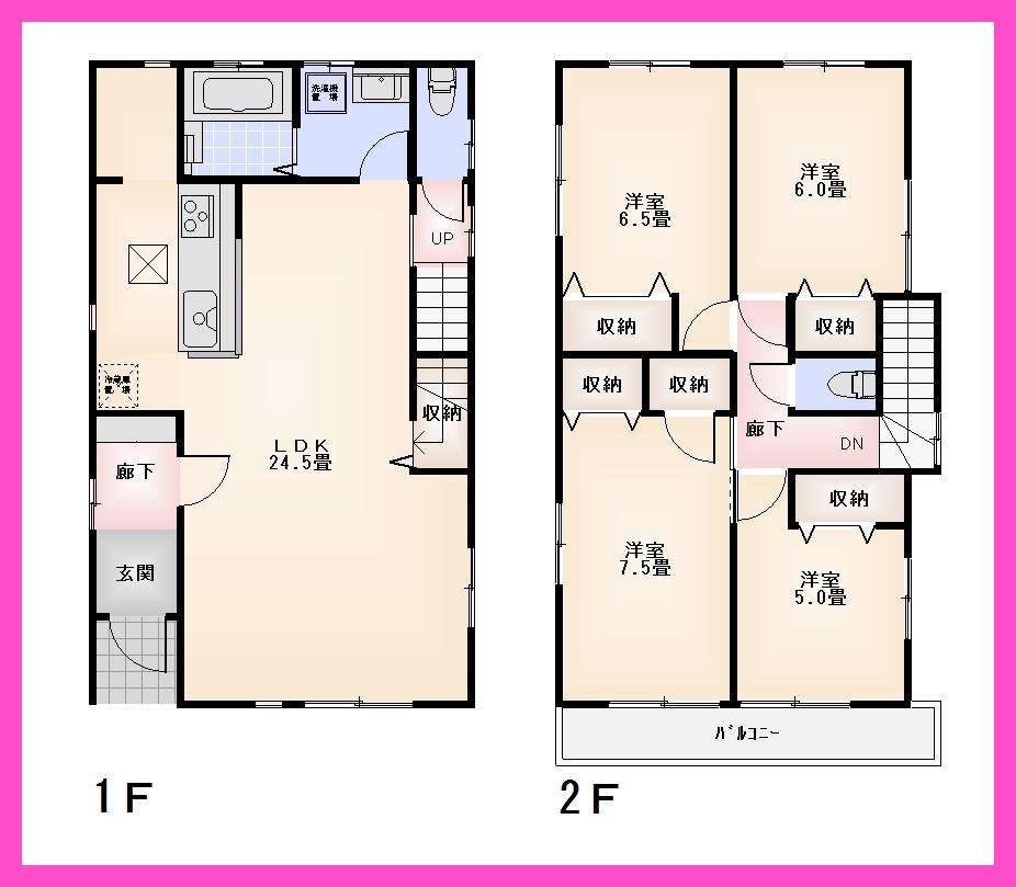 Floor plan. (1 Building), Price 49,800,000 yen, 4LDK, Land area 130.94 sq m , Building area 113.23 sq m