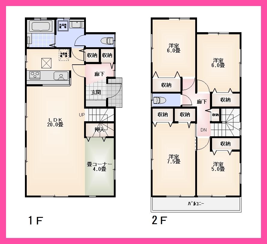 Floor plan. (Building 2), Price 49,800,000 yen, 4LDK, Land area 130.94 sq m , Building area 114.26 sq m