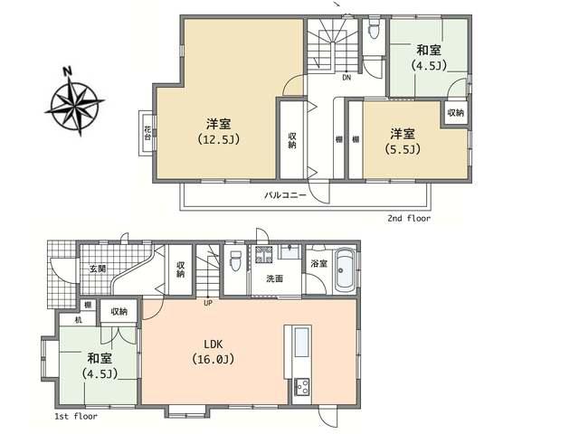 Floor plan. 45,800,000 yen, 4LDK, Land area 132.24 sq m , Building area 105.62 sq m Fuchu Shinmachi 2 chome Floor