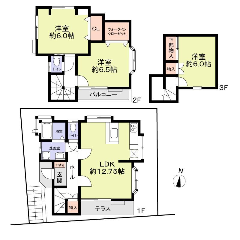 Floor plan. 14.8 million yen, 3LDK, Land area 69.93 sq m , Building area 80.59 sq m