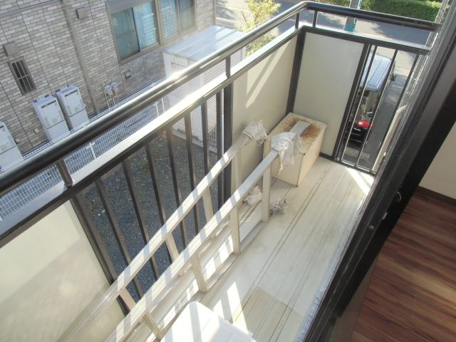 Balcony. Also comes with storage