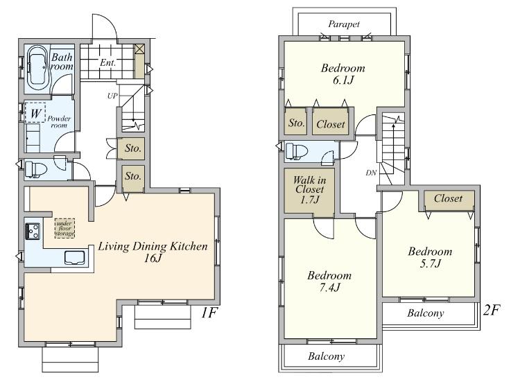 Floor plan. 43,800,000 yen, 4LDK, Land area 117.72 sq m , Building area 91.82 sq m 1 Building Floor