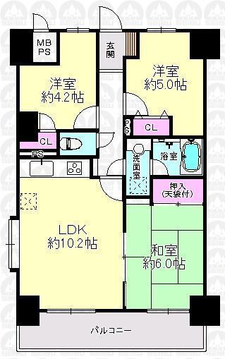 Floor plan. 3LDK, Price 24,800,000 yen, Occupied area 56.67 sq m , Balcony area 8.11 sq m 3LDK