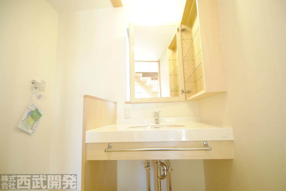 Wash basin, toilet. Bathroom vanity