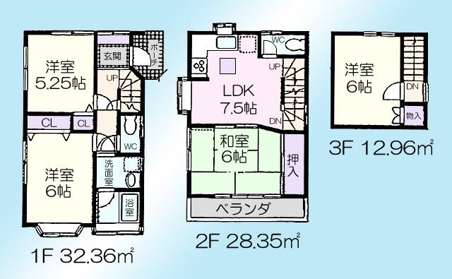 Floor plan. 29,800,000 yen, 4DK, Land area 75.38 sq m , Building area 73.67 sq m
