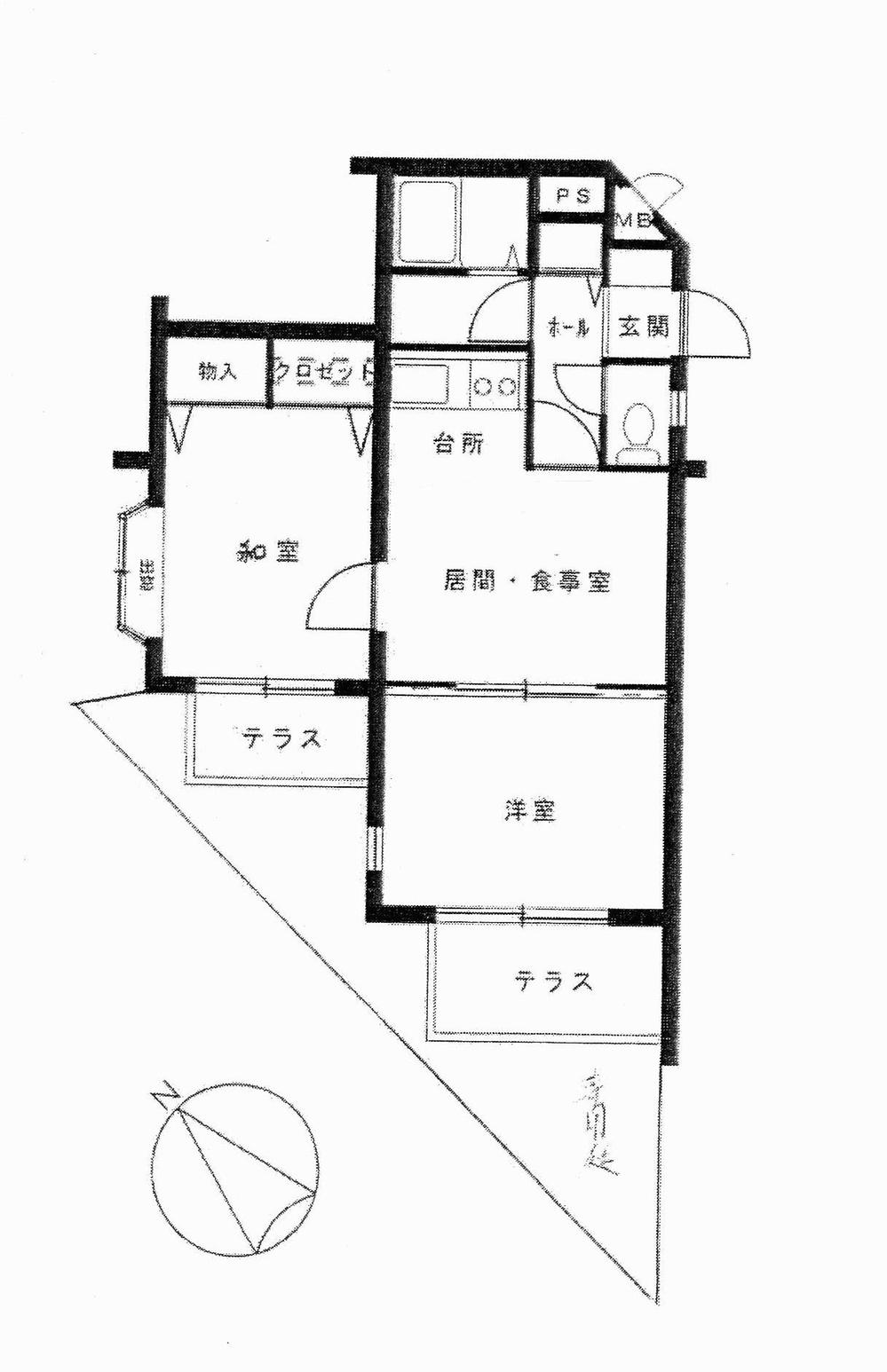 Floor plan. 2DK, Price 17.5 million yen, Footprint 43.6 sq m
