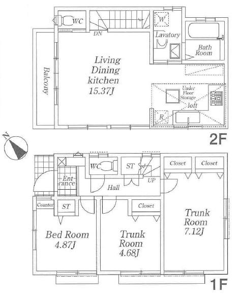 Floor plan. 34,800,000 yen, 3LDK, Land area 78.99 sq m , The building area of ​​73.3 sq m living with loft! 