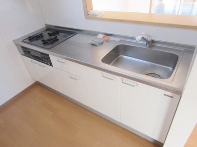 Kitchen. It is a 3-neck system counter kitchen with grill