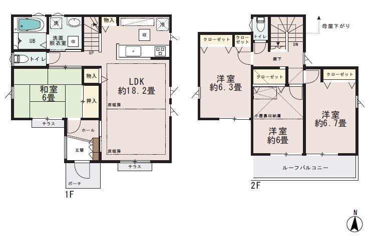 Floor plan. (M Building), Price 41,800,000 yen, 4LDK, Land area 147.58 sq m , Building area 101.84 sq m