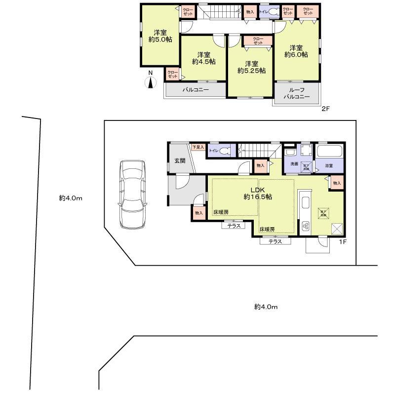 Floor plan. 45,800,000 yen, 4LDK, Land area 120.11 sq m , Building area 96.05 sq m