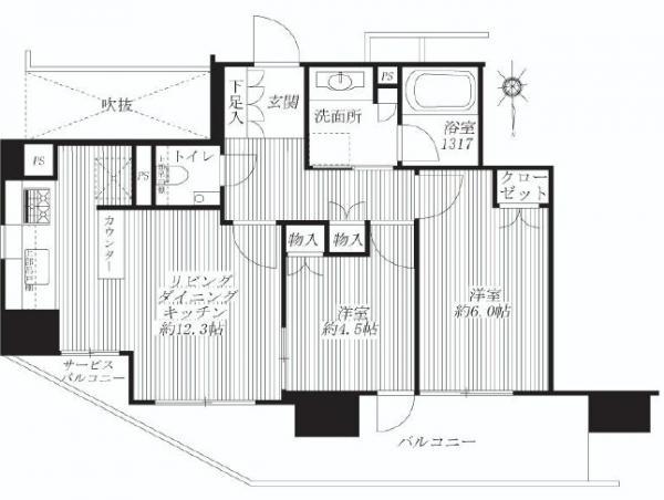 Floor plan. 2LDK, Price 29,800,000 yen, Occupied area 54.36 sq m , Balcony area 13.5 sq m