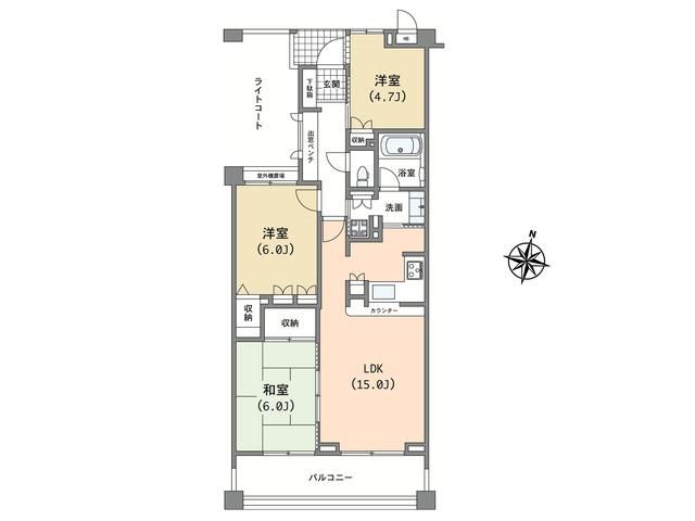 Floor plan. 3LDK, Price 29,800,000 yen, Occupied area 70.54 sq m , Balcony area 12.4 sq m Glorio Fuchu Tamagawa Floor