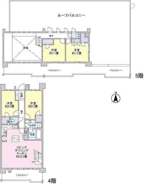 Floor plan. 4LDK, Price 58,500,000 yen, Footprint 112.68 sq m , Balcony area 49.3 sq m