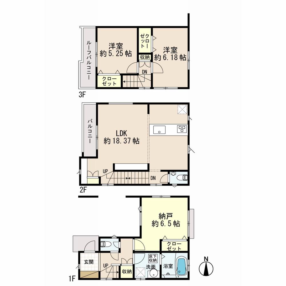 Floor plan. 45,800,000 yen, 2LDK + S (storeroom), Land area 63.91 sq m , Building area 97.69 sq m floor plan