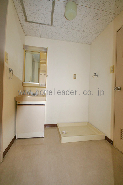 Washroom. Independent sink and washing machine inside the yard