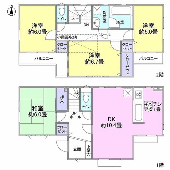 Floor plan. 37,900,000 yen, 4LDK, Land area 123.08 sq m , Building area 97.7 sq m
