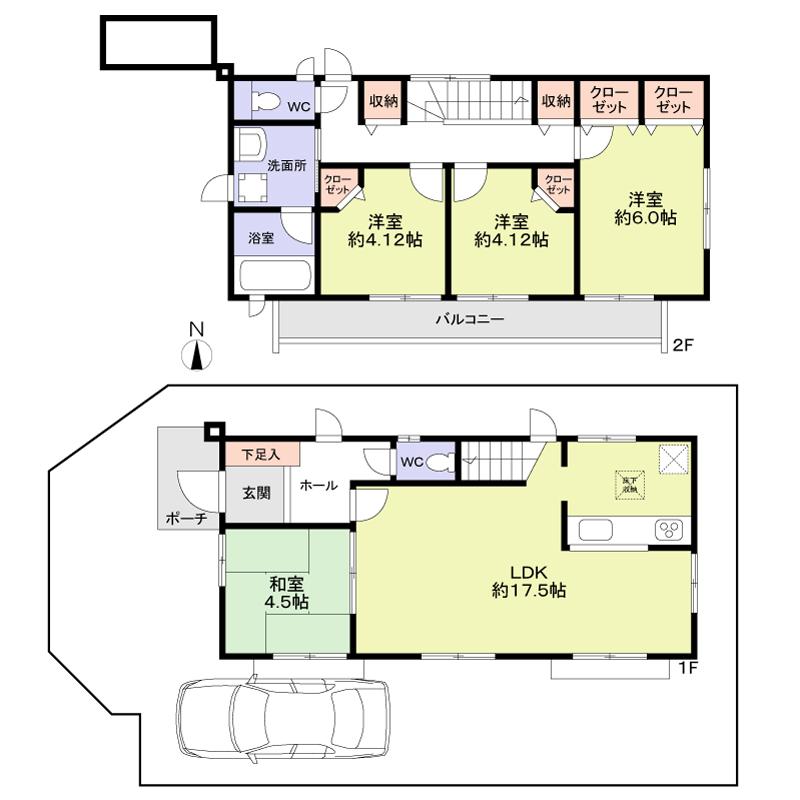 Floor plan. 44,800,000 yen, 4LDK, Land area 114.51 sq m , Building area 91.16 sq m