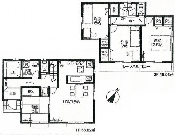 Floor plan. 36,400,000 yen, 4LDK, Land area 128.01 sq m , Building area 99.78 sq m