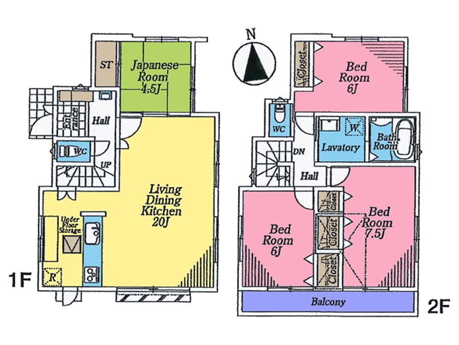 Floor plan. (Building 2), Price 41,800,000 yen, 4LDK, Land area 127.06 sq m , Building area 98.82 sq m