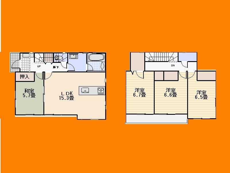 Floor plan. 34,800,000 yen, 4LDK, Land area 132.3 sq m , Building area 96.79 sq m floor plan